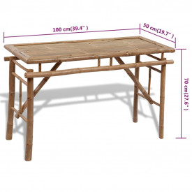 Set mobilier pentru picnic și bere, pliabil, 3 piese, bambus - Img 7