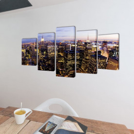 Set tablouri pânză cu vedere panoramică orizont New York, 200 x 100 cm - Img 2