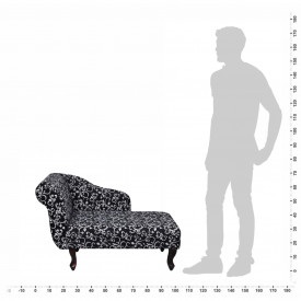 Șezlong cu model floral, material textil, negru - Img 5