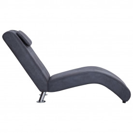 Șezlong cu pernă, gri, piele întoarsă artificială - Img 4