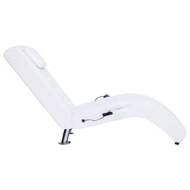 Șezlong de masaj cu pernă, alb, piele artificială - Img 2