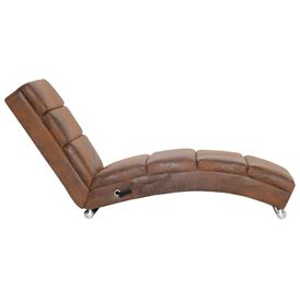 Șezlong de masaj, maro, imitație piele de căprioară - Img 3