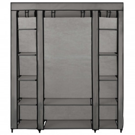 Șifonier cu bare și compartimente, gri, 150x45x176 cm, textil - Img 2