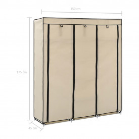 Șifonier cu compartimente și bare, crem, 150x45x175 cm, textil - Img 10