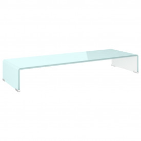 Stativ TV/monitor din sticlă albă, 90 x 30 x 13 cm - Img 2