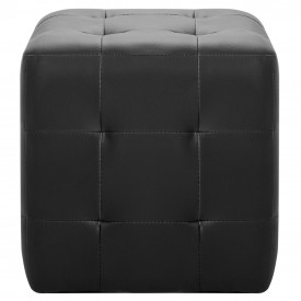 Taburet, 2 buc., negru, 30 x 30 x 30 cm, piele ecologică - Img 3