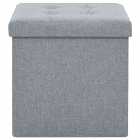 Taburet de depozitare pliabil, gri deschis, 38x38x38 cm, textil - Img 4