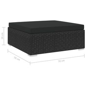 Taburet modular, 1 buc., negru, poliratan, cu pernă - Img 3