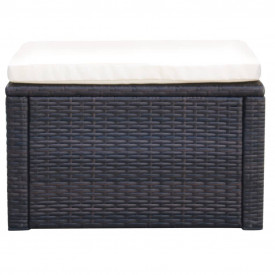 Taburet otoman din poliratan, 53 x 53 x 30 cm, negru - Img 2