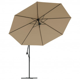 Umbrelă de consolă cu LED și stâlp de metal, gri taupe, 350 cm - Img 5