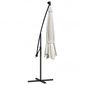 Umbrelă de consolă cu LED și stâlp de metal, nisipiu, 350 cm - Img 8