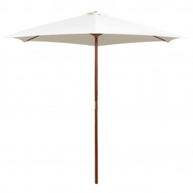 Umbrelă de soare cu stâlp de lemn 270 x 270 cm, alb crem