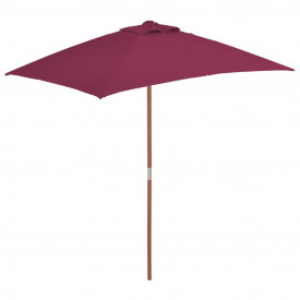 Umbrelă de soare de exterior, stâlp lemn, 150x200 cm roșu bordo