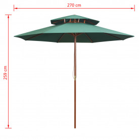Umbrelă de soare dublă, 270x270 cm, stâlp de lemn, verde - Img 6