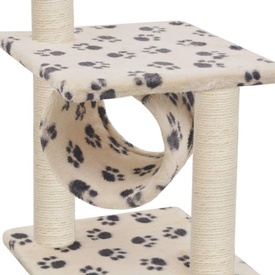 vidaXL Ansamblu pisici, stâlpi funie sisal, 65 cm imprimeu lăbuțe, bej - Img 3