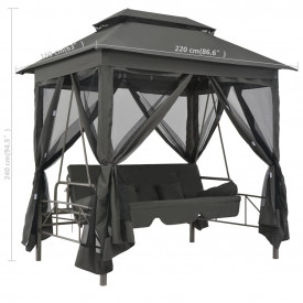 vidaXL Balansoar de exterior cu baldachin antracit 220x160x240 cm oțel - Img 8