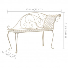 vidaXL Bancă de grădină, alb vintage, 128 cm, metal - Img 6