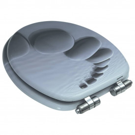 vidaXL Capac WC cu închidere silențioasă, MDF, design pietre - Img 4