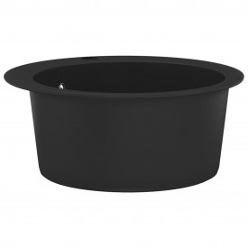 vidaXL Chiuvetă din granit de bucătărie cu un bazin, rotundă, Negru - Img 3
