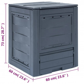 vidaXL Compostor de grădină, gri, 60 x 60 x 73 cm, 260 L - Img 7