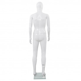 vidaXL Corp manechin masculin, cu suport din sticlă, Alb lucios 185 cm - Img 4