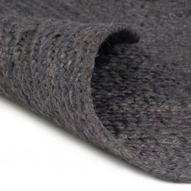 vidaXL Covor manual, gri închis, 120 cm, iută, rotund - Img 2