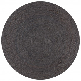vidaXL Covor manual, gri închis, 90 cm, iută, rotund