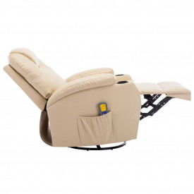 vidaXL Fotoliu de masaj electric rabatabil, piele artificială, crem - Img 6