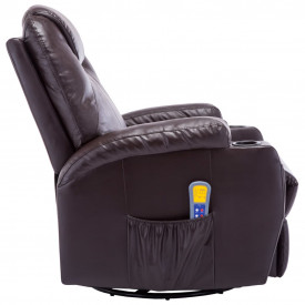 vidaXL Fotoliu de masaj electric rabatabil, piele artificială, maro - Img 3