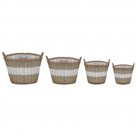 vidaXL Jardinieră, 4 buc., răchită cu o căptușeală din PE - Img 2
