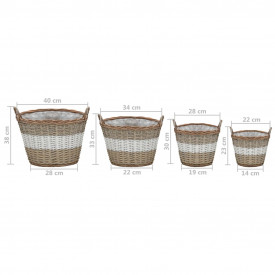 vidaXL Jardinieră, 4 buc., răchită cu o căptușeală din PE - Img 7
