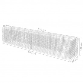 vidaXL Jardinieră gabion, oțel galvanizat, 540 x 90 x 100 cm - Img 8