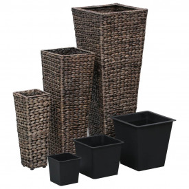 vidaXL Jardiniere de grădină, 3 buc., maro închis, zambilă de apă - Img 2
