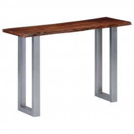 vidaXL Masă consolă, 115x35x76 cm, lemn masiv de acacia și fier - Img 11