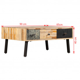 vidaXL Măsuță de cafea, tec masiv reciclat 90x65x40 cm - Img 11