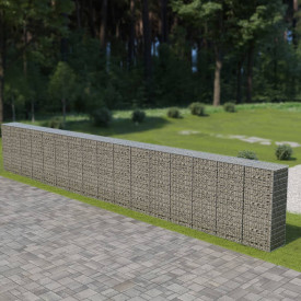 vidaXL Perete gabion cu capace, oțel galvanizat, 900 x 50 x 150 cm