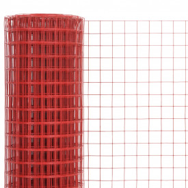 vidaXL Plasă de sârmă, roșu, 25 x 1 m, oțel cu înveliș PVC, pătrat - Img 3