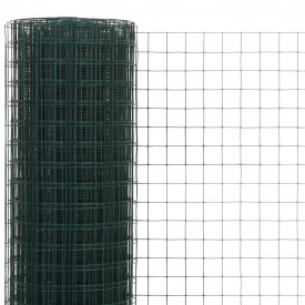 vidaXL Plasă de sârmă, verde, 10 x 1,5 m, oțel cu înveliș PVC, pătrat - Img 3