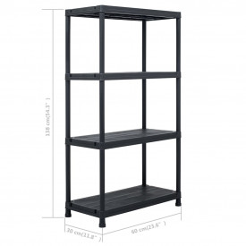 vidaXL Raft de depozitare, negru, 60 x 30 x 138 cm, plastic, 100 kg - Img 8