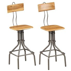 vidaXL Scaune de bar, 2 buc., 41x51x102cm, lemn masiv de tec reciclat - Img 1