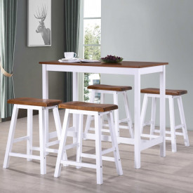 vidaXL Set masă și scaune de bar, 5 piese, lemn masiv (245547+245546)