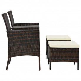 vidaXL Set mobilier de exterior, 7 piese, maro și alb, poliratan - Img 2