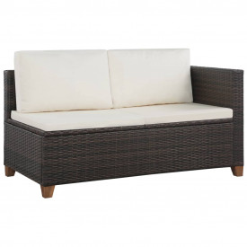 vidaXL Set mobilier de grădină, 15 piese, poliratan, maro și alb - Img 2