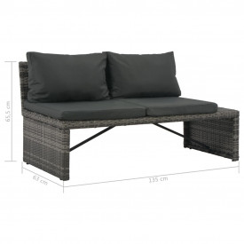 vidaXL Set mobilier de grădină cu perne, 3 piese, gri, poliratan - Img 7