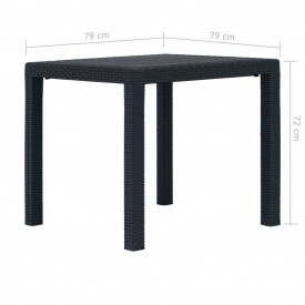 vidaXL Set mobilier exterior, 5 piese, antracit, plastic, aspect ratan - Img 12