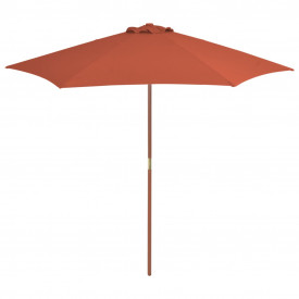 vidaXL Umbrelă de soare de exterior, stâlp din lemn, cărămiziu, 270 cm - Img 1