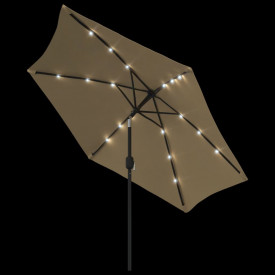 vidaXL Umbrelă de soare exterior, LED-uri și stâlp oțel, taupe, 300 cm - Img 4