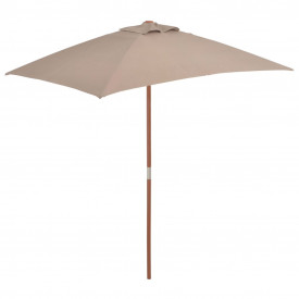 vidaXL Umbrelă de soare, exterior, stâlp lemn, 150x200 cm, gri taupe