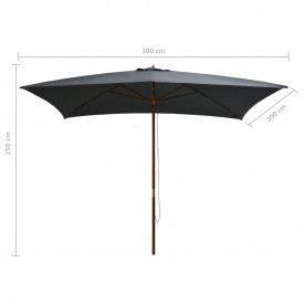 vidaXL Umbrelă de soare exterior, stâlp lemn, 200x300 cm, antracit - Img 7