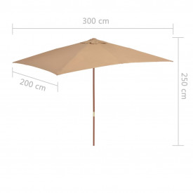 vidaXL Umbrelă de soare, exterior, stâlp lemn, 200x300 cm, gri taupe - Img 7